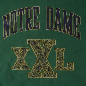 Sport Attack Notre Dame Sweatshirt Mens Large Green Good Paisley Graphic 90s
